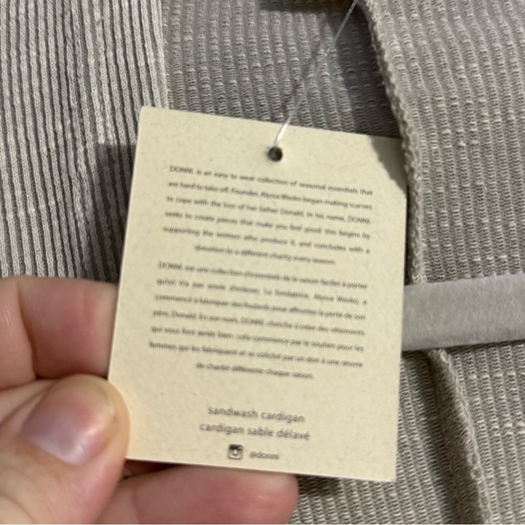 DONNI NWT Long Line Cardigan Tan Grayish Ribbed Basic Casual - Picture 9 of 10